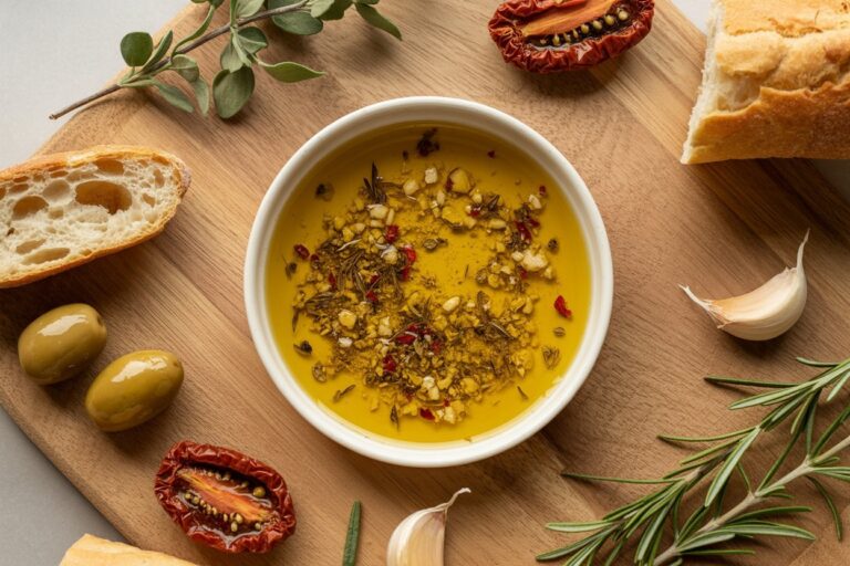 Easy Bread Dipping Oil with Olives, Sun-Dried Tomatoes, and Capers