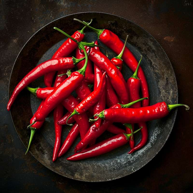 Fresh cayenne peppers.