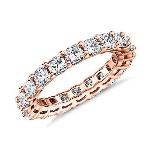 PAVOI 14K Rose Gold Plated Rings Cubic Zirconia Love Ring | 3mm Stackable Rings for Women | Rose Gold Rings for Women Size 5