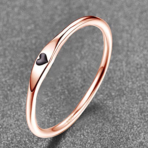 AVECON 925 Sterling Silver Love Heart Eternity Promise Band Ring Rose Gold Plated Ring for Women Size 5