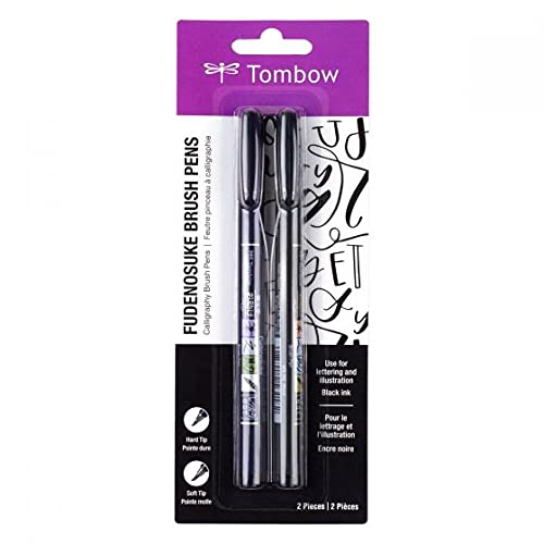 Tombow 62038 Fudenosuke Brush Pen, 2-Pack. Soft and Hard Tip Fudenosuke Brush Pens for Calligraphy and Art Drawings Tombow 62038 Fudenosuke Brush Pen, 2-Pack. Soft and Hard Tip Fudenosuke Brush Pens for Calligraphy and Art Drawings