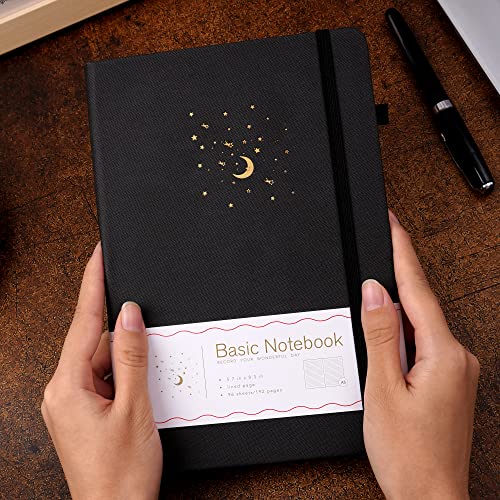 CAGIE Lined Journal Notebook for Work, 196 Pages, Medium 5.7" x 8.3", Hardcover Notebook Journal with Pen Loop, (Black Ruled) CAGIE Lined Journal Notebook for Work, 196 Pages, Medium 5.7" x 8.3", Hardcover Notebook Journal with Pen Loop, (Black Ruled)