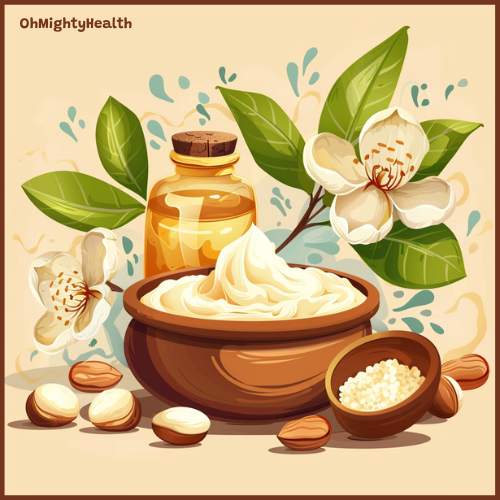 Vector cartoon argan oil and shea butter.